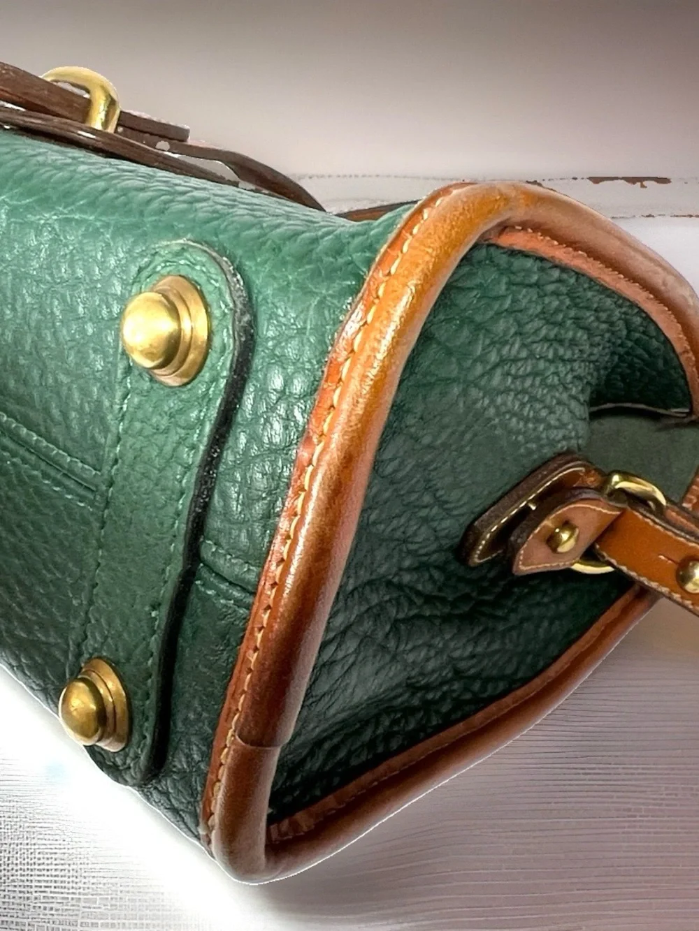 🦆 DOONEY & BOURKE ESSEX FIR GREEN BRITISH TAN 90”S PEBBLED AWL VINTAGE MEDIUM